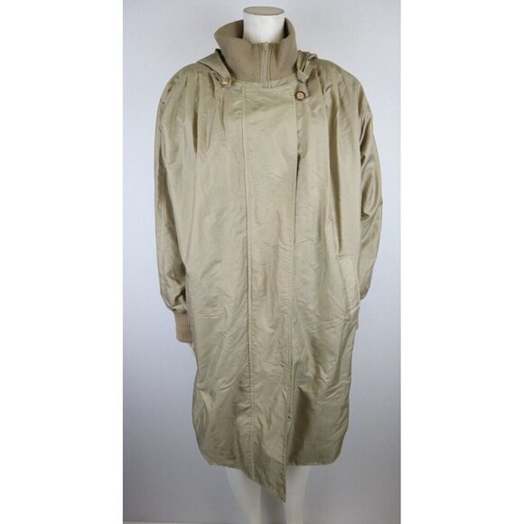 VINTAGE 80S 90S WOMEN'S BEIGE COAT - MONICA GRAY - REMOVABLE LINER & HOOD - S - Picture 3 of 13